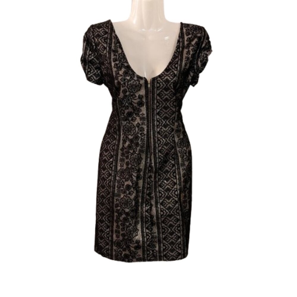 Inspired Hearts New with Tag Deep Scoop Neck Lace Detail Dress   L